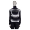 CHRISTIAN DIOR navy & ivory wool 2022 STRIPED OPEN BACK TURTLENECK Sweater S