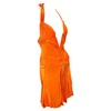 S/S 2005 Roberto Cavalli Plunging Orange Corseted Backless Viscose Mini Dress