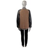 AKRIS tan & black cashmere LEATHER SLEEVE BOMBER Jacket 36 S