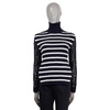 CHRISTIAN DIOR navy & ivory wool 2022 STRIPED OPEN BACK TURTLENECK Sweater S