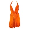 S/S 2005 Roberto Cavalli Plunging Orange Corseted Backless Viscose Mini Dress