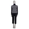 CHRISTIAN DIOR navy & ivory wool 2022 STRIPED OPEN BACK TURTLENECK Sweater S