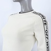 OFF-WHITE cream viscose LOGO STRIPE Crewneck Sweater 42 M