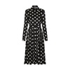 Charmeuse calf-length dress with all-over DG print