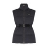 Sleeveless belted puffer jacket