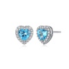 Amazon Essentials Sterling Silver Birthstone and Created White Sapphire Halo Heart Stud Earrings (previously Amazon Collection)