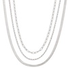 Amazon Essentials 14K Paperclip, Station and Herringbone Chain 3 Row Layered Necklace 16" 18" 20"