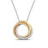 Amazon Essentials Yellow and Rose Gold over Sterling Silver 1/5 Cttw Round White Diamonds Circle Pendant Necklace, 18 inch Rolo Chain