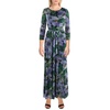 Anne Klein Women's Printed Mesh 3/4 SLV Maxi Dress