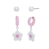 Betsey Johnson Womens Pearl & Daisy Huggie Duo Earring Set