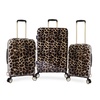 BEBE Women's Adriana Spinner Luggage, Leopard, 3pc Set (21" 25" 29")