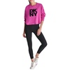 DKNY womens Long Sleeve Stacked Flocked Logo Crew Neck Dropped Shoulder T-shirt