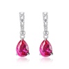 Amazon Essentials Platinum Over Sterling Silver Ruby and 1/10th Carat Total Weight Lab Grown Diamond Pear Linear Tear Drop Earrings (previously Amazon Collection)