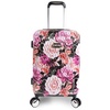 BEBE Women's Marie 21" Hardside Carry-on Spinner Luggage, Black Floral Print, One Size