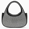 Coperni Micro Baguette Swipe Black Bag With Crystals In Leather