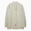 Philosophy Light Yellow Single Breasted Jacket In Linen Blend