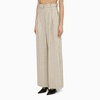 The Mannei Ludvika Beige Linen Blend Striped Trousers