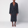 Tekla Black Bathrobe With White Stripes