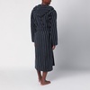 Tekla Black Bathrobe With White Stripes