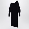 Philosophy Black Asymmetrical Dress In Wool Blend