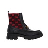 black GG logo Horsebit leather ankle boots