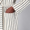 Tekla White Bathrobe With Dark Green Stripes