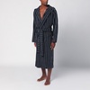 Tekla Black Bathrobe With White Stripes