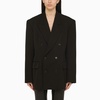 Balenciaga Cinched Double-Breasted Black Wool Jacket Women