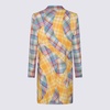 Blue And Yellow Wool Blend Check Coat