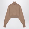 Sportmax Camel Coloured Cropped Turtleneck Sweater