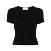 Blumarine Logo Ribbed Cotton Cropped T-Shirt