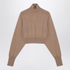 Sportmax Camel Coloured Cropped Turtleneck Sweater