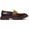 Brown and white leather loafers for men