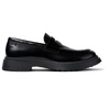 Black leather loafers for men