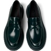 Green leather loafers for men