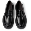 Black leather loafers for men