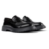 Black leather loafers for men