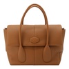 Tan Leather Reverse Falp Small Top Handle Bag