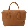 Tan Leather Reverse Falp Small Top Handle Bag