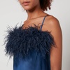 Sleeper Boheme Feather-Trimmed Satin Mini Dress - XS