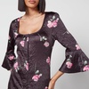 Ganni Floral-Print Crinkled Satin Midi Dress - EU 34/UK 6