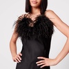 Sleeper Boheme Feather-Trimmed Satin Mini Dress - XS