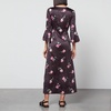 Ganni Floral-Print Crinkled Satin Midi Dress - EU 34/UK 6