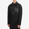 Leather-trimmed wool and cashmere overshirt