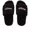 Men's Furry Slide Sandal in Black/white/red