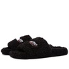 Men's Furry Slide Sandal in Black/white/red