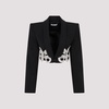 Embroidered Butterfly Cropped Blazer