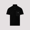 Brand-plaque nylon-pocket stretch-cotton polo shirt