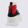 White Black And Red Canvas Tread Slick Lace Up Fastening Boots