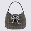 Silver Tone Leather Top Handle Bag